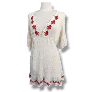 Gently Pre-loved Beyond the Radar Embroidered Boho Mini Dress, Size Medium